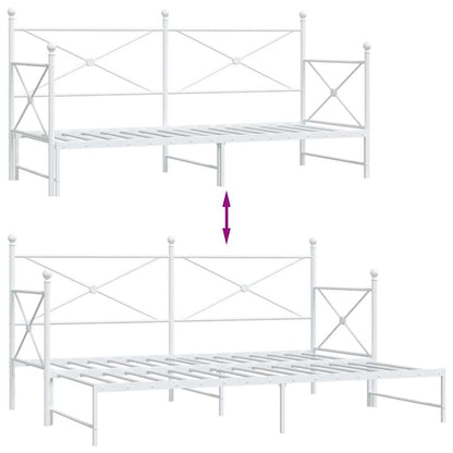 vidaXL Tagesbett Ausziehbar ohne Matratze Weiß 75x190 cm Stahl
