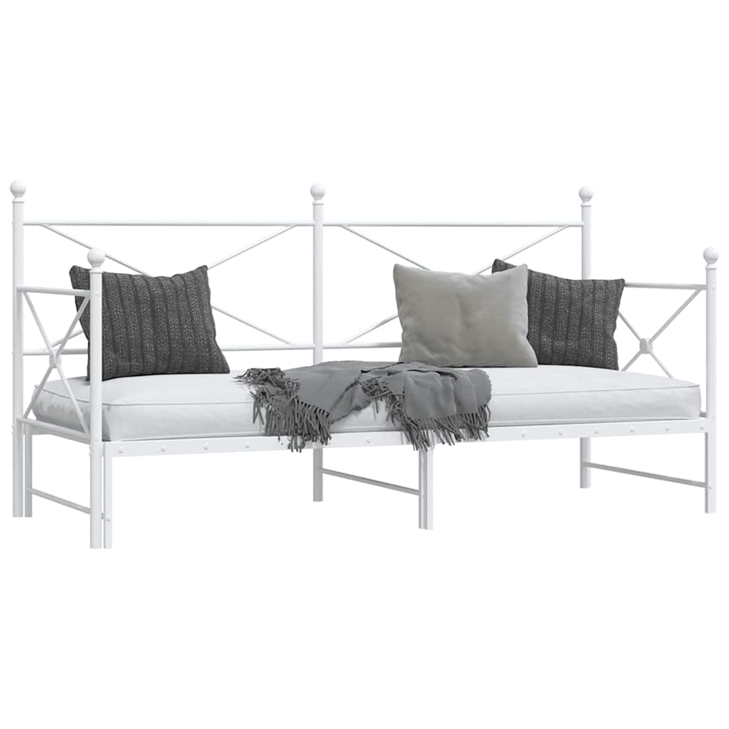 vidaXL Tagesbett Ausziehbar ohne Matratze Weiß 80x200 cm Stahl