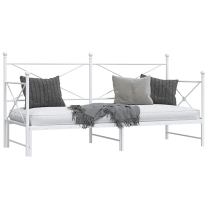 vidaXL Tagesbett Ausziehbar ohne Matratze Weiß 80x200 cm Stahl