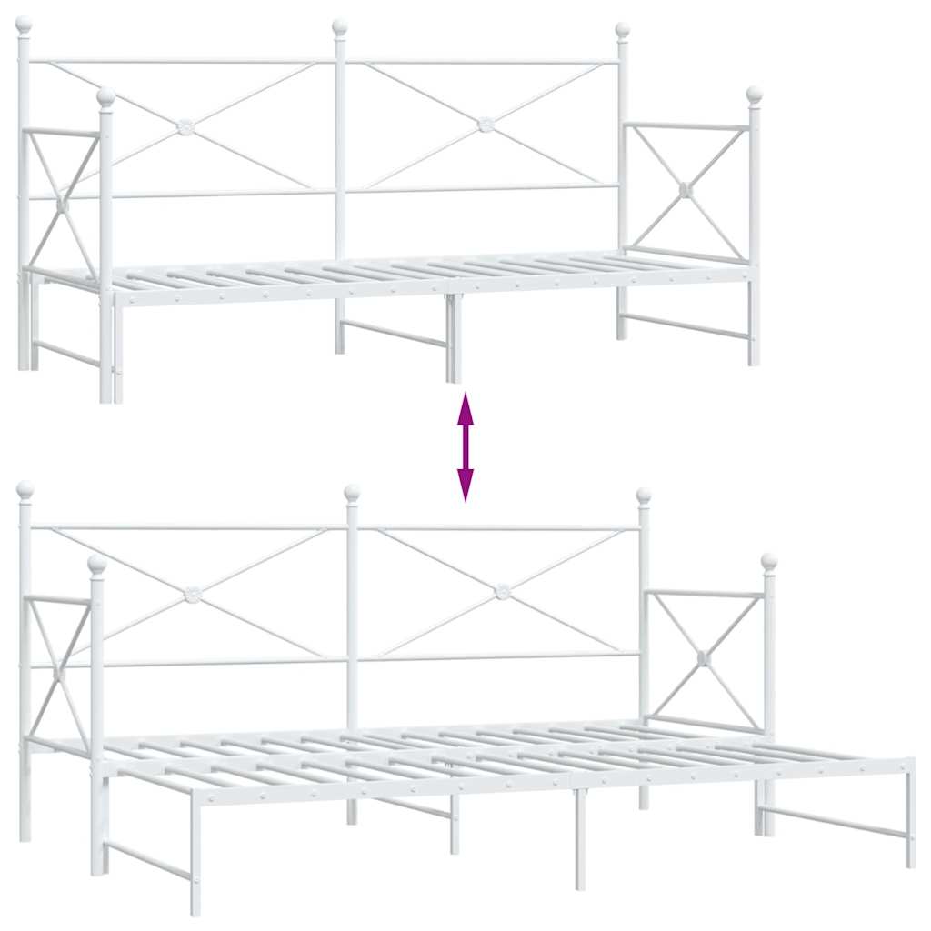 vidaXL Tagesbett Ausziehbar ohne Matratze Weiß 80x200 cm Stahl