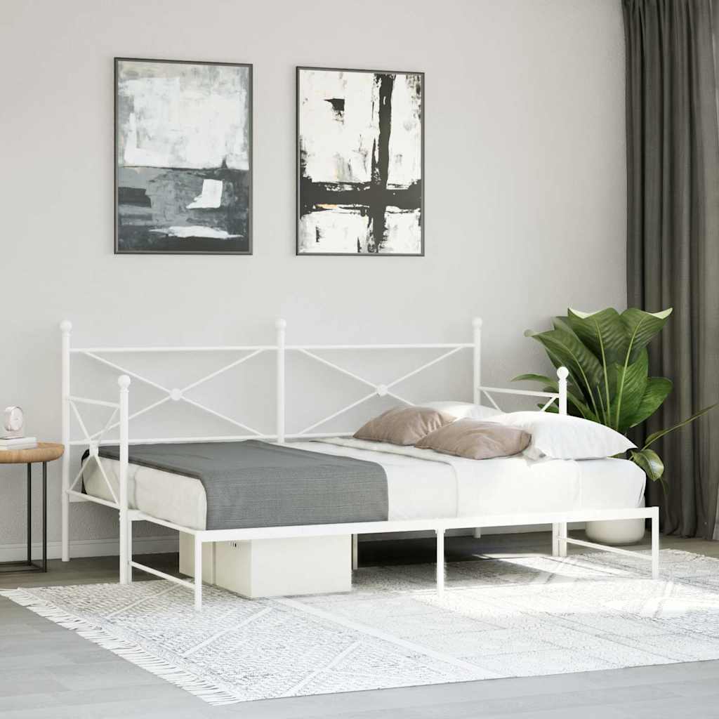 vidaXL Tagesbett Ausziehbar ohne Matratze Weiß 90x190 cm Stahl