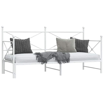 vidaXL Tagesbett Ausziehbar ohne Matratze Weiß 90x190 cm Stahl