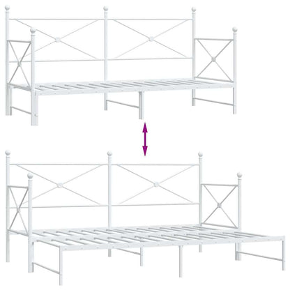 vidaXL Tagesbett Ausziehbar ohne Matratze Weiß 90x190 cm Stahl