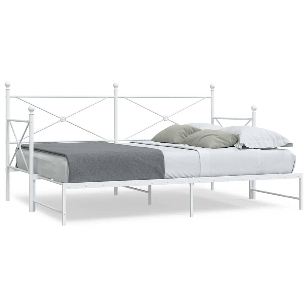 vidaXL Tagesbett Ausziehbar ohne Matratze Weiß 90x190 cm Stahl