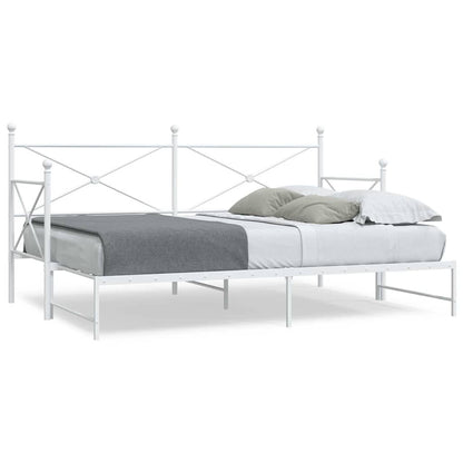 vidaXL Tagesbett Ausziehbar ohne Matratze Weiß 90x190 cm Stahl