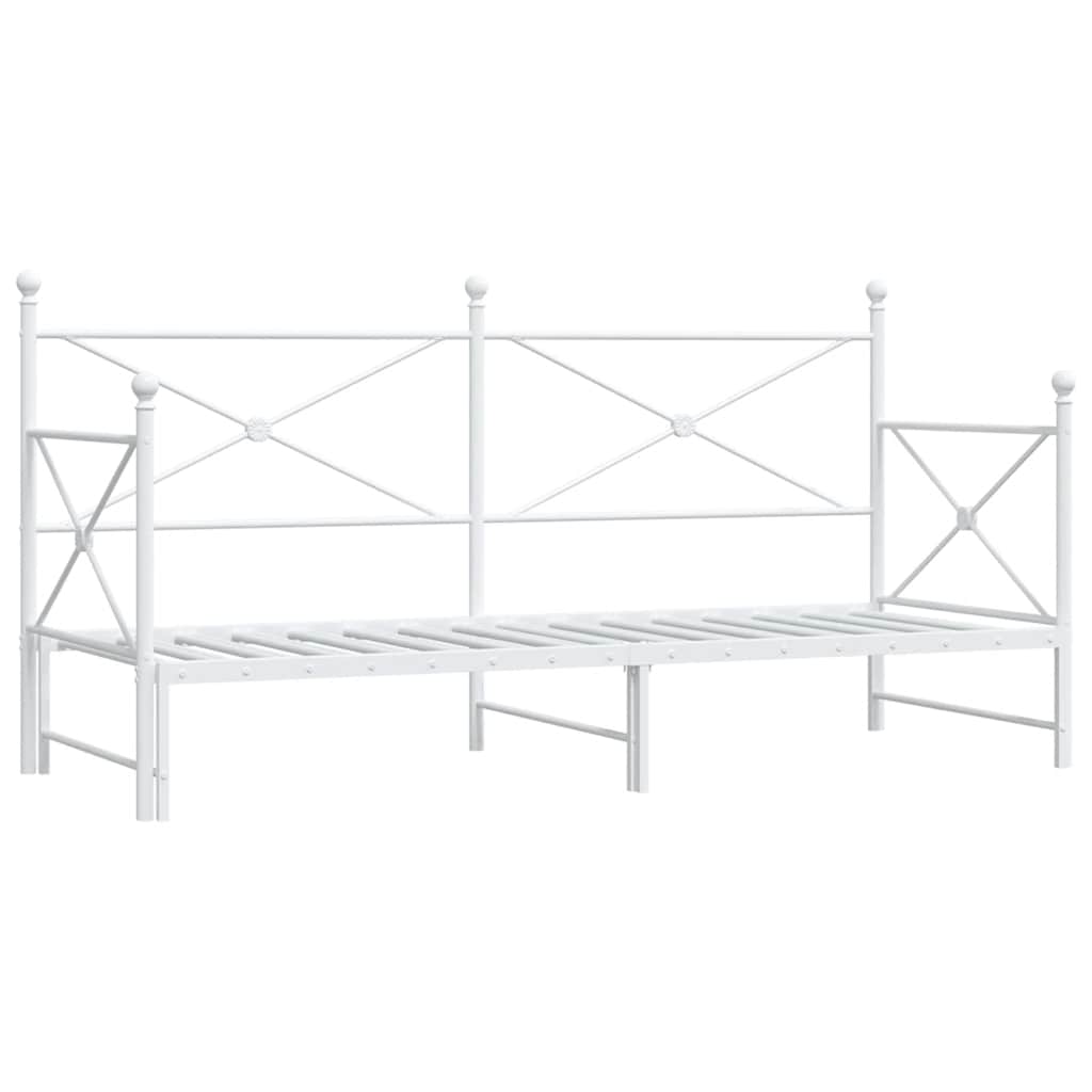 vidaXL Tagesbett Ausziehbar ohne Matratze Weiß 90x200 cm Stahl