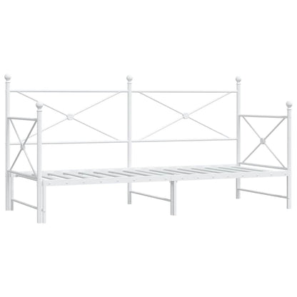 vidaXL Tagesbett Ausziehbar ohne Matratze Weiß 90x200 cm Stahl