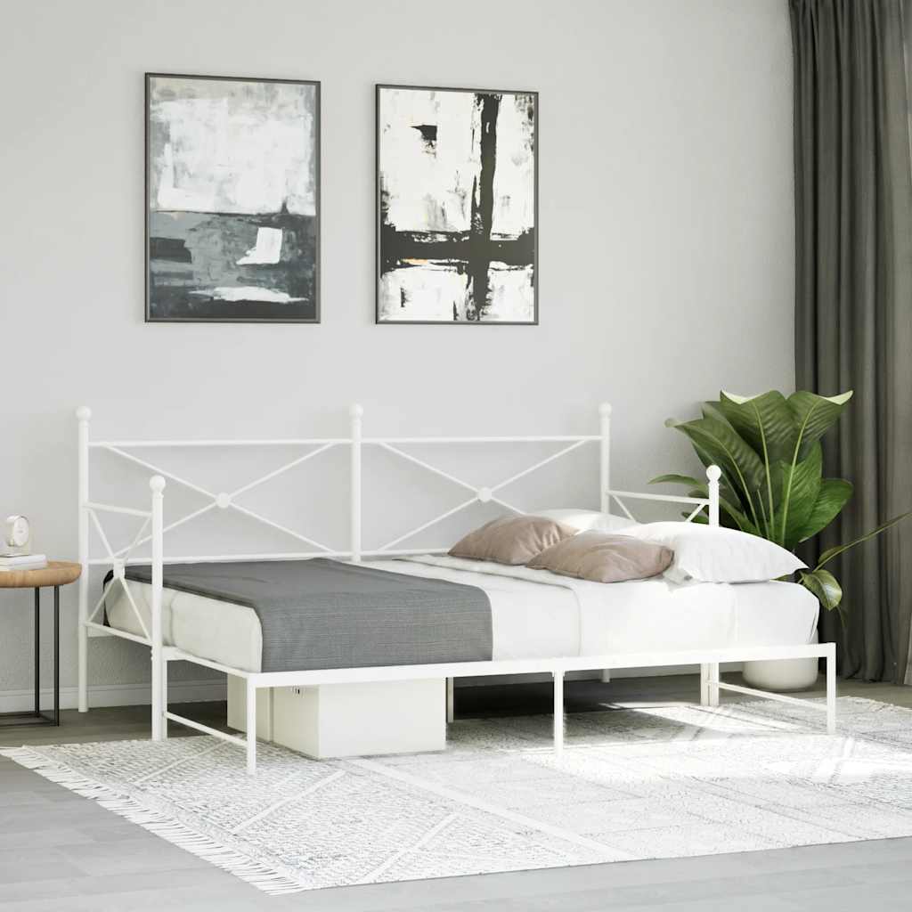 vidaXL Tagesbett Ausziehbar ohne Matratze Weiß 90x200 cm Stahl