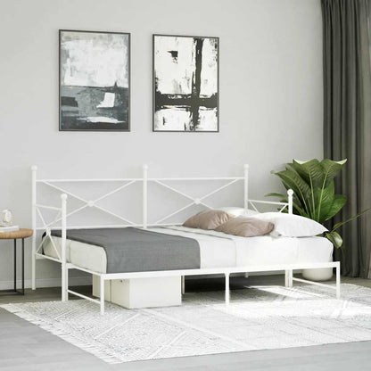 vidaXL Tagesbett Ausziehbar ohne Matratze Weiß 90x200 cm Stahl