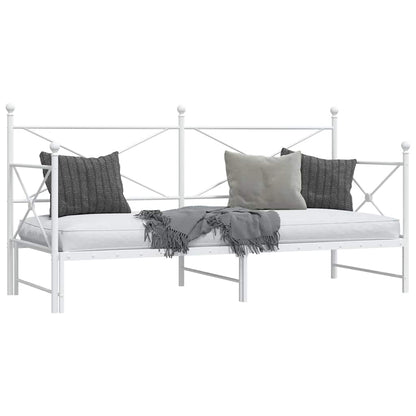 vidaXL Tagesbett Ausziehbar ohne Matratze Weiß 90x200 cm Stahl
