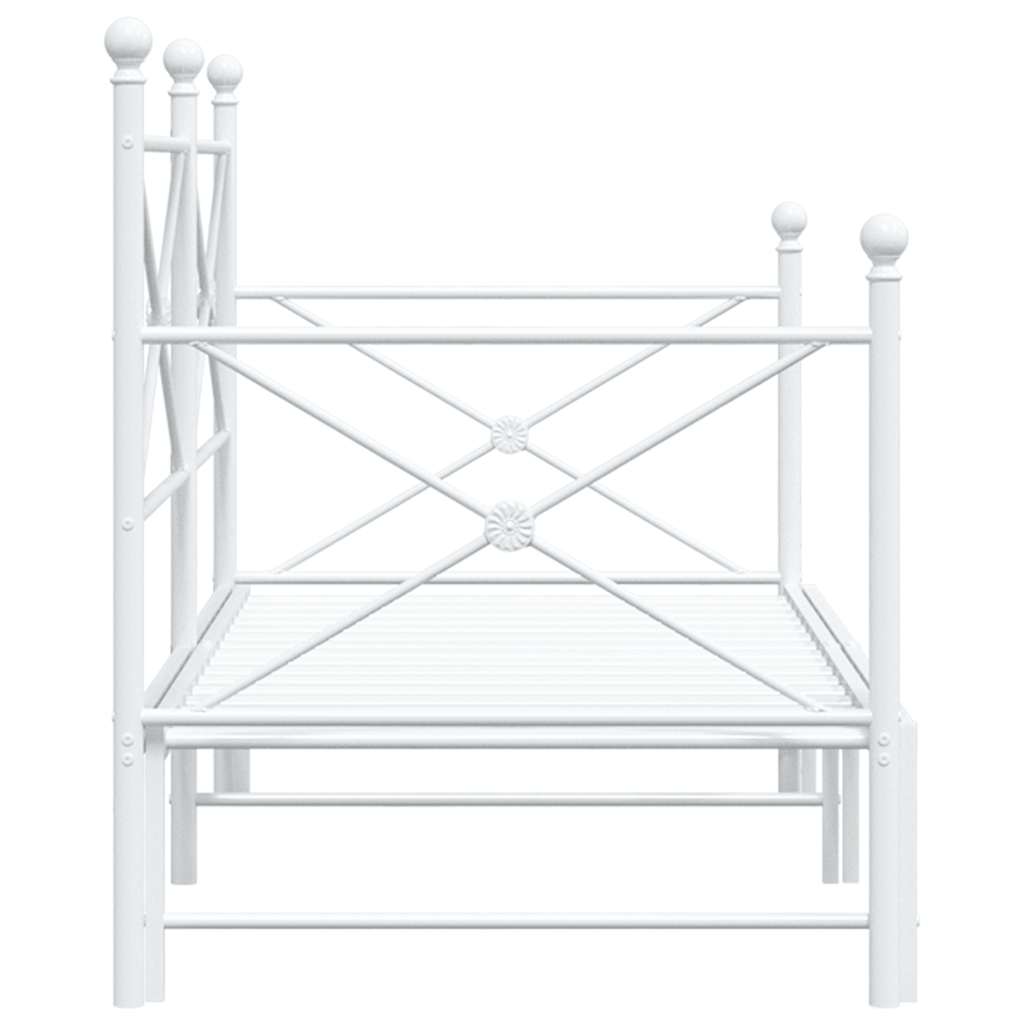 vidaXL Tagesbett Ausziehbar ohne Matratze Weiß 90x200 cm Stahl