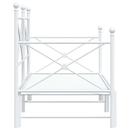 vidaXL Tagesbett Ausziehbar ohne Matratze Weiß 90x200 cm Stahl