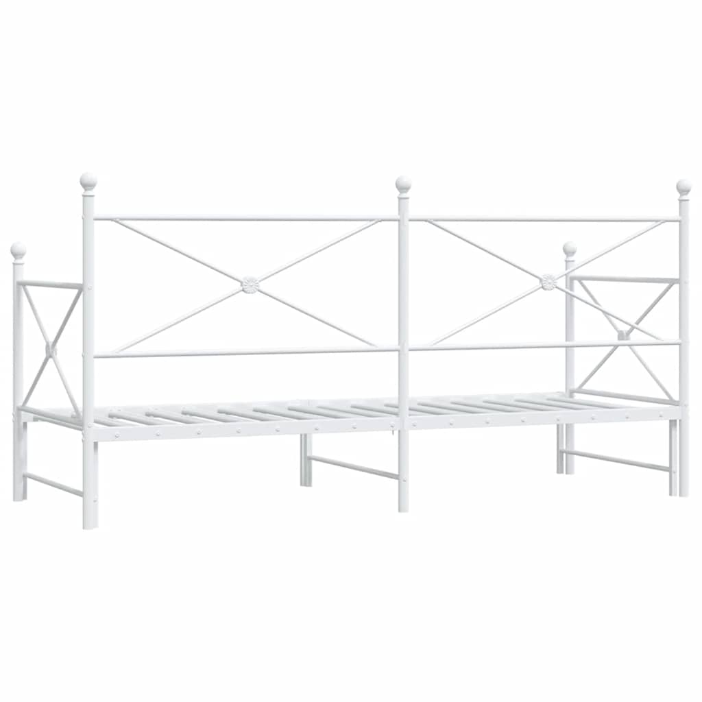 vidaXL Tagesbett Ausziehbar ohne Matratze Weiß 90x200 cm Stahl