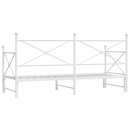 vidaXL Tagesbett Ausziehbar ohne Matratze Weiß 90x200 cm Stahl
