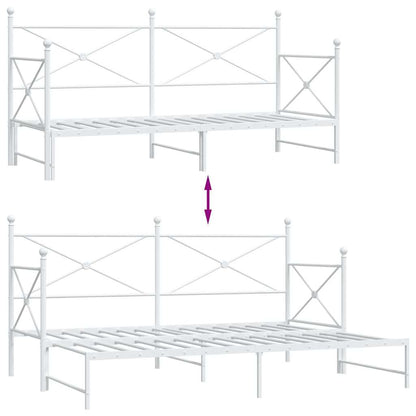 vidaXL Tagesbett Ausziehbar ohne Matratze Weiß 90x200 cm Stahl