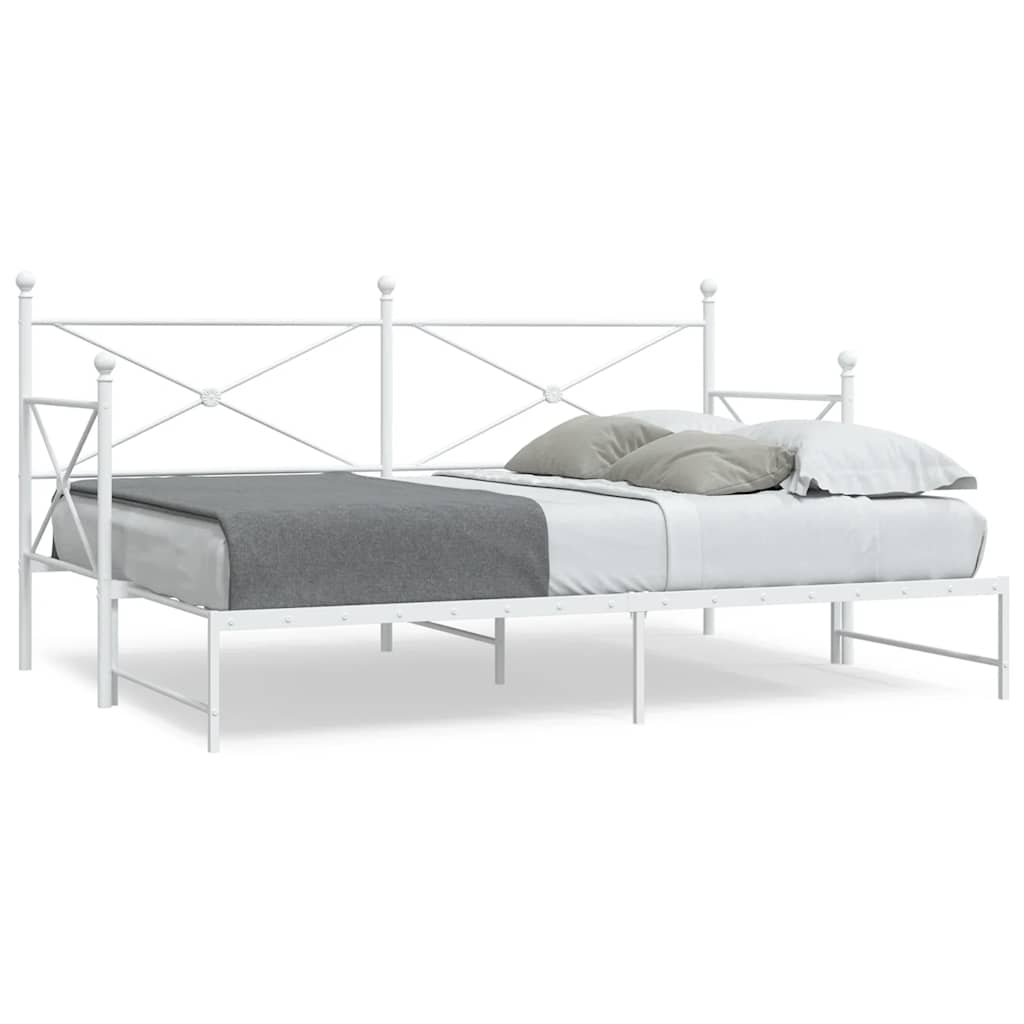 vidaXL Tagesbett Ausziehbar ohne Matratze Weiß 90x200 cm Stahl