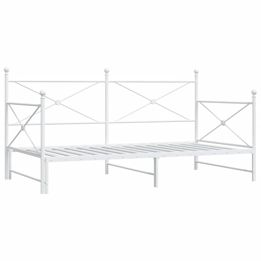 vidaXL Tagesbett Ausziehbar ohne Matratze Weiß 100x190 cm Stahl