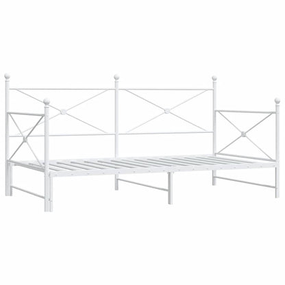 vidaXL Tagesbett Ausziehbar ohne Matratze Weiß 100x190 cm Stahl