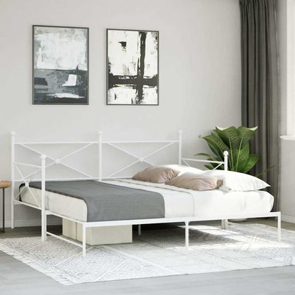 vidaXL Tagesbett Ausziehbar ohne Matratze Weiß 100x190 cm Stahl