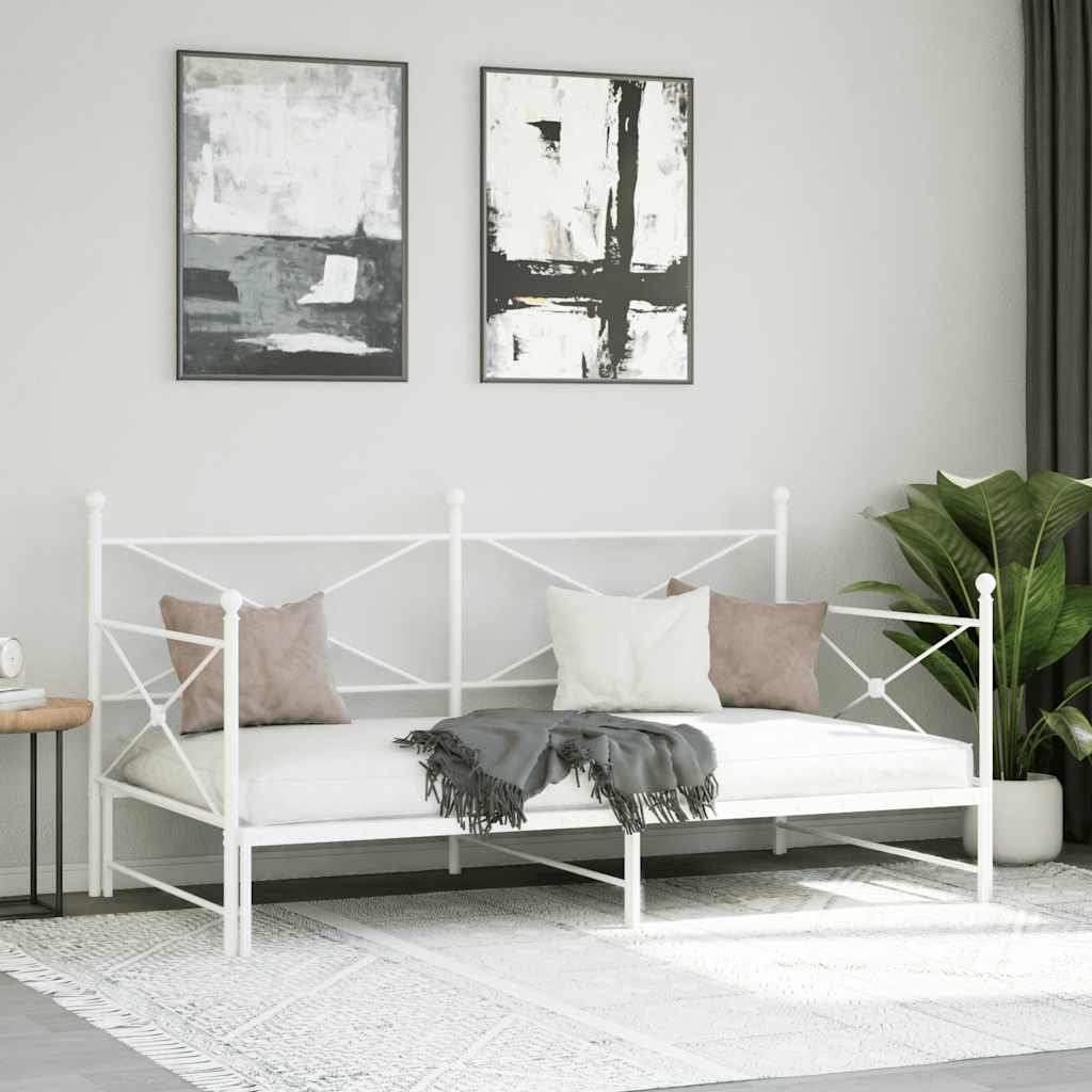 vidaXL Tagesbett Ausziehbar ohne Matratze Weiß 100x190 cm Stahl