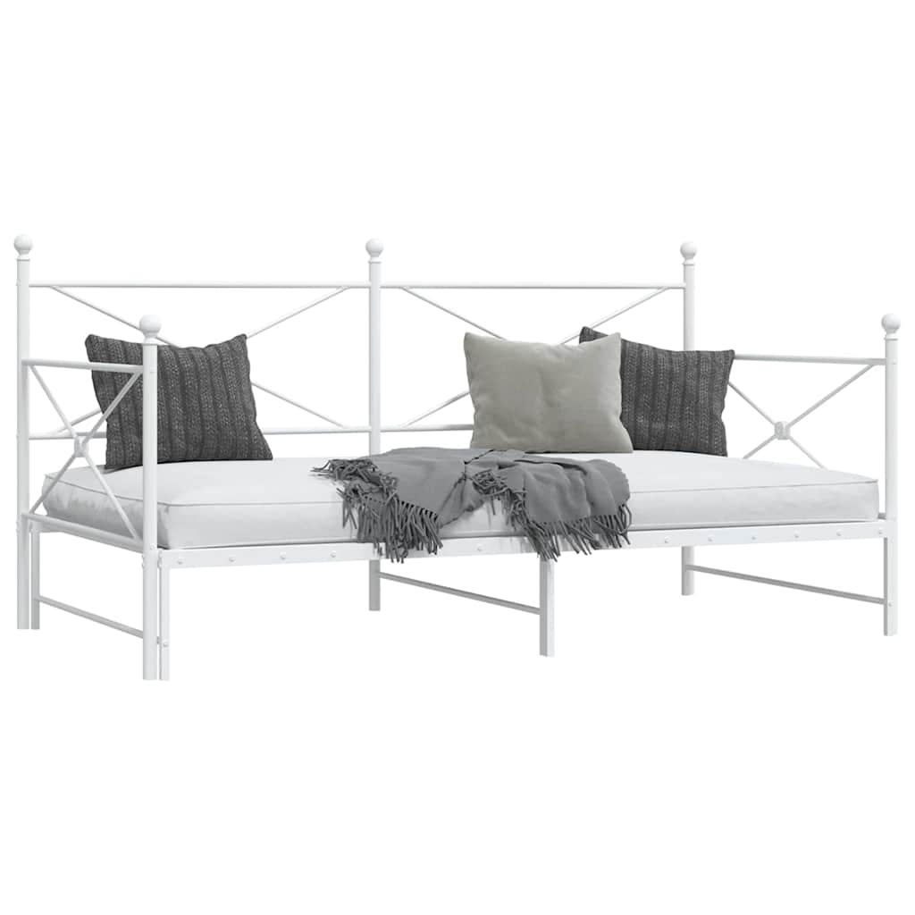 vidaXL Tagesbett Ausziehbar ohne Matratze Weiß 100x190 cm Stahl