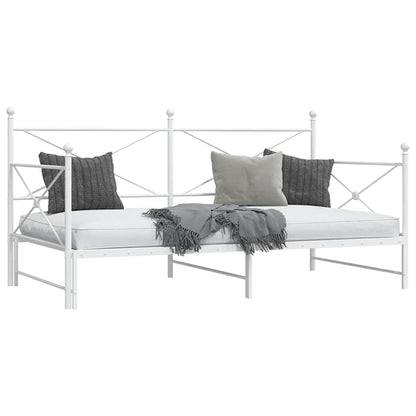 vidaXL Tagesbett Ausziehbar ohne Matratze Weiß 100x190 cm Stahl