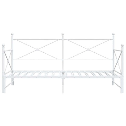 vidaXL Tagesbett Ausziehbar ohne Matratze Weiß 100x190 cm Stahl