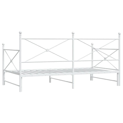 vidaXL Tagesbett Ausziehbar ohne Matratze Weiß 100x190 cm Stahl