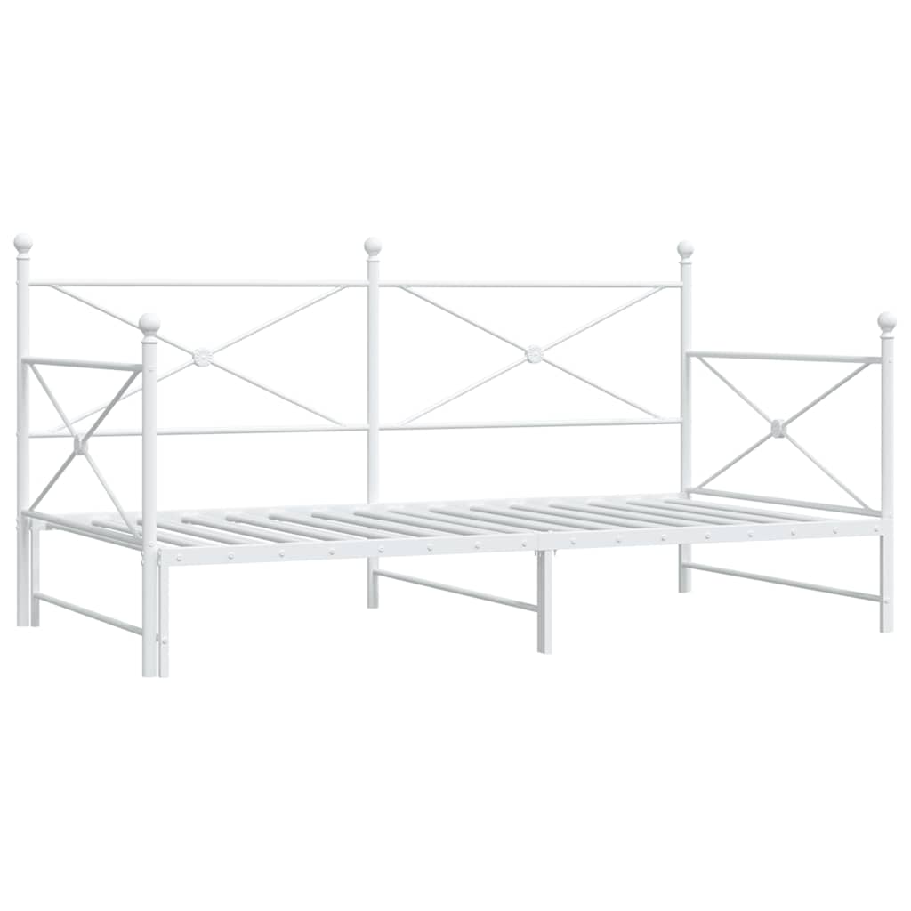 vidaXL Tagesbett Ausziehbar ohne Matratze Weiß 107x203 cm Stahl