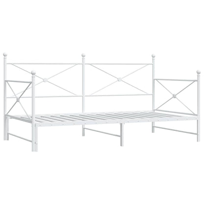 vidaXL Tagesbett Ausziehbar ohne Matratze Weiß 107x203 cm Stahl