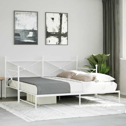 vidaXL Tagesbett Ausziehbar ohne Matratze Weiß 107x203 cm Stahl