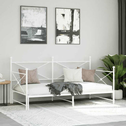 vidaXL Tagesbett Ausziehbar ohne Matratze Weiß 107x203 cm Stahl