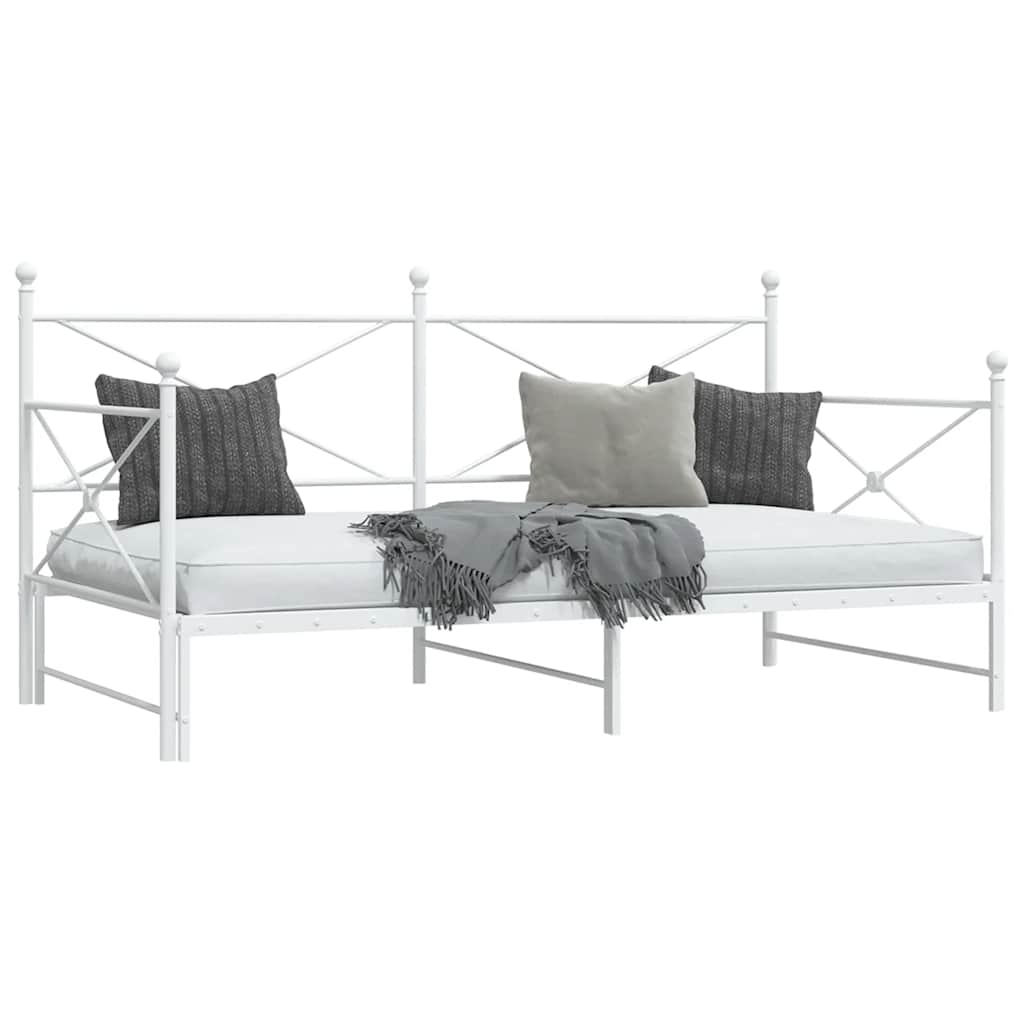 vidaXL Tagesbett Ausziehbar ohne Matratze Weiß 107x203 cm Stahl