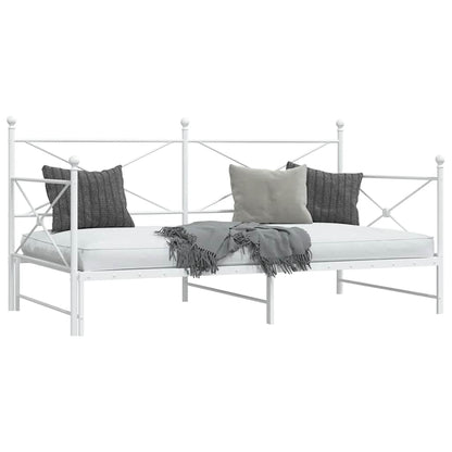 vidaXL Tagesbett Ausziehbar ohne Matratze Weiß 107x203 cm Stahl