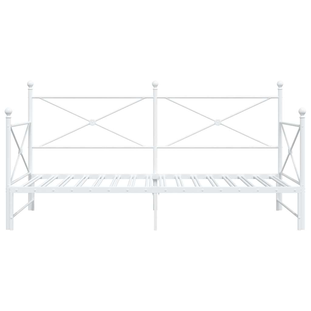vidaXL Tagesbett Ausziehbar ohne Matratze Weiß 107x203 cm Stahl