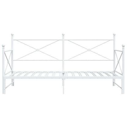 vidaXL Tagesbett Ausziehbar ohne Matratze Weiß 107x203 cm Stahl