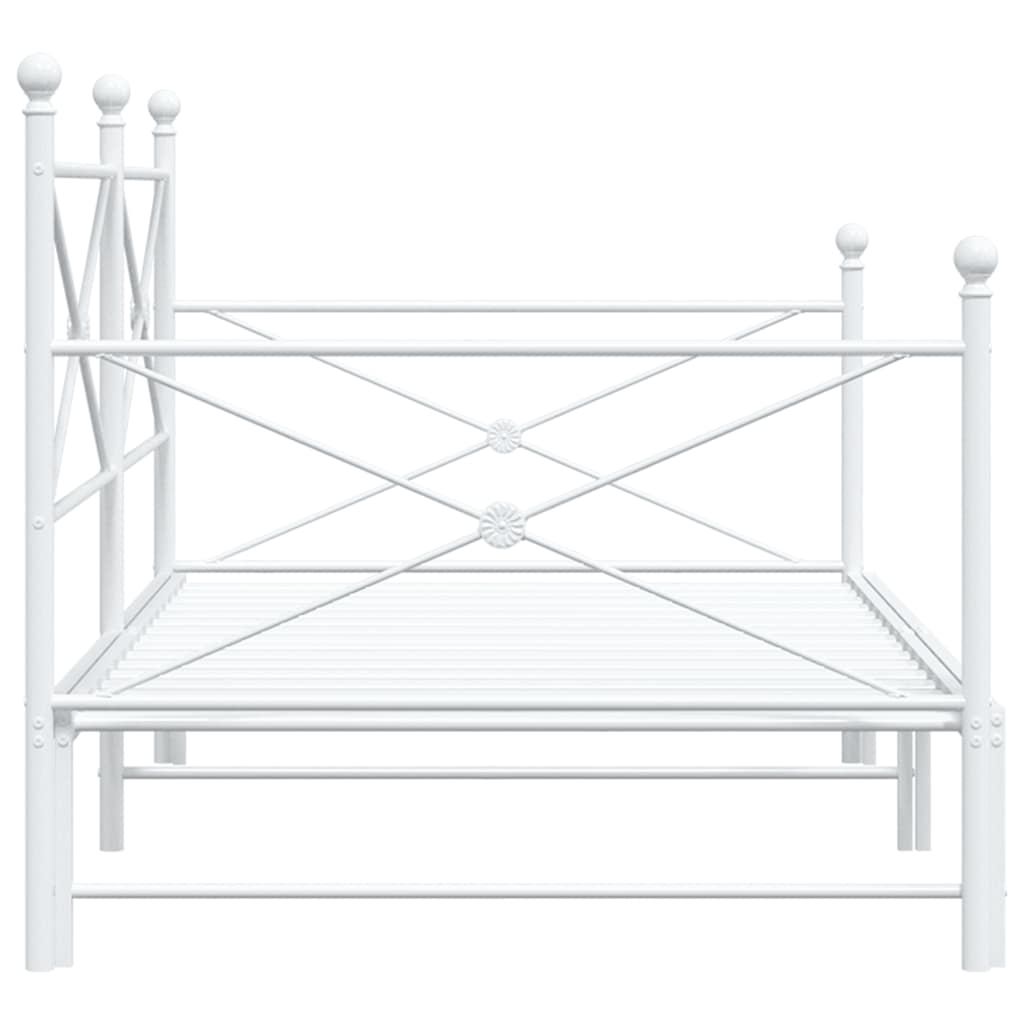 vidaXL Tagesbett Ausziehbar ohne Matratze Weiß 107x203 cm Stahl