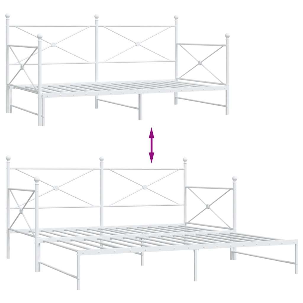 vidaXL Tagesbett Ausziehbar ohne Matratze Weiß 107x203 cm Stahl