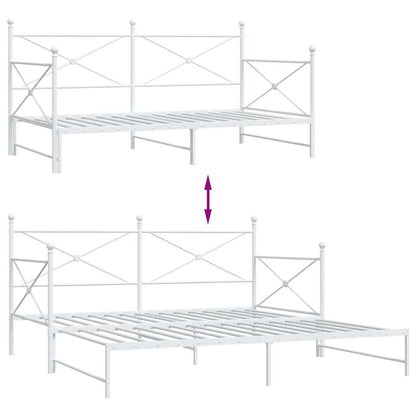 vidaXL Tagesbett Ausziehbar ohne Matratze Weiß 107x203 cm Stahl