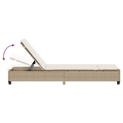 Sonnenliege mit Auflagen Beige 55x200x25,5cm Poly Rattan