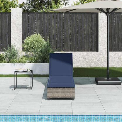 Sonnenliege mit Auflagen Grau 55x200x25,5cm Poly Rattan