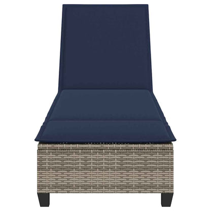 Sonnenliege mit Auflagen Grau 55x200x25,5cm Poly Rattan