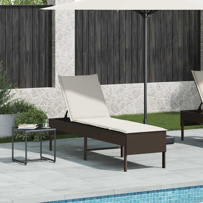 Sonnenliege mit Auflage Braun 55x200x44 cm Poly Rattan