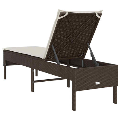 Sonnenliege mit Auflage Braun 55x200x44 cm Poly Rattan