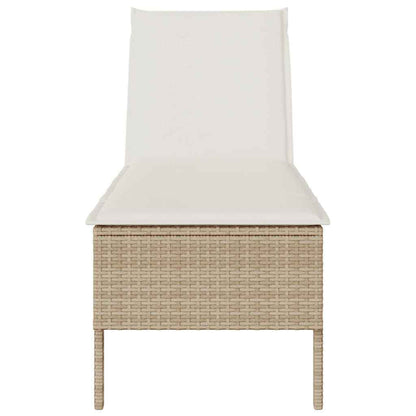 Sonnenliege mit Auflage Beige 55x200x44 cm Poly Rattan