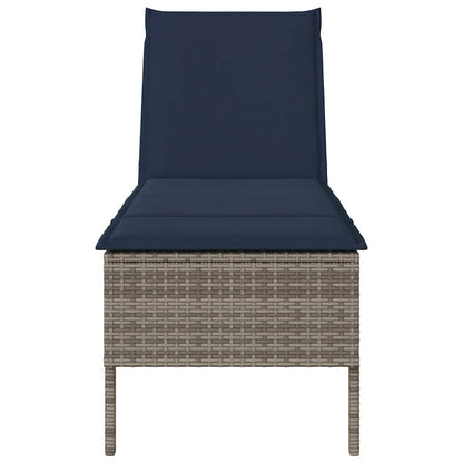 Sonnenliege mit Auflage Grau 55x200x44 cm Poly Rattan