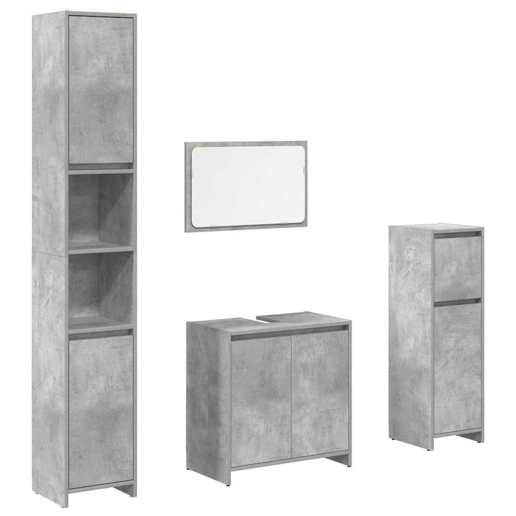vidaXL 4-tlg. Badmöbel-Set Betongrau Holzwerkstoff