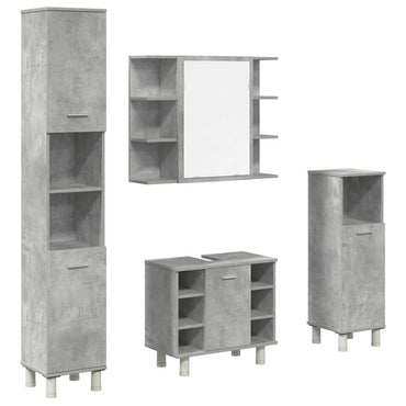 vidaXL 4-tlg. Badmöbel-Set Betongrau Holzwerkstoff