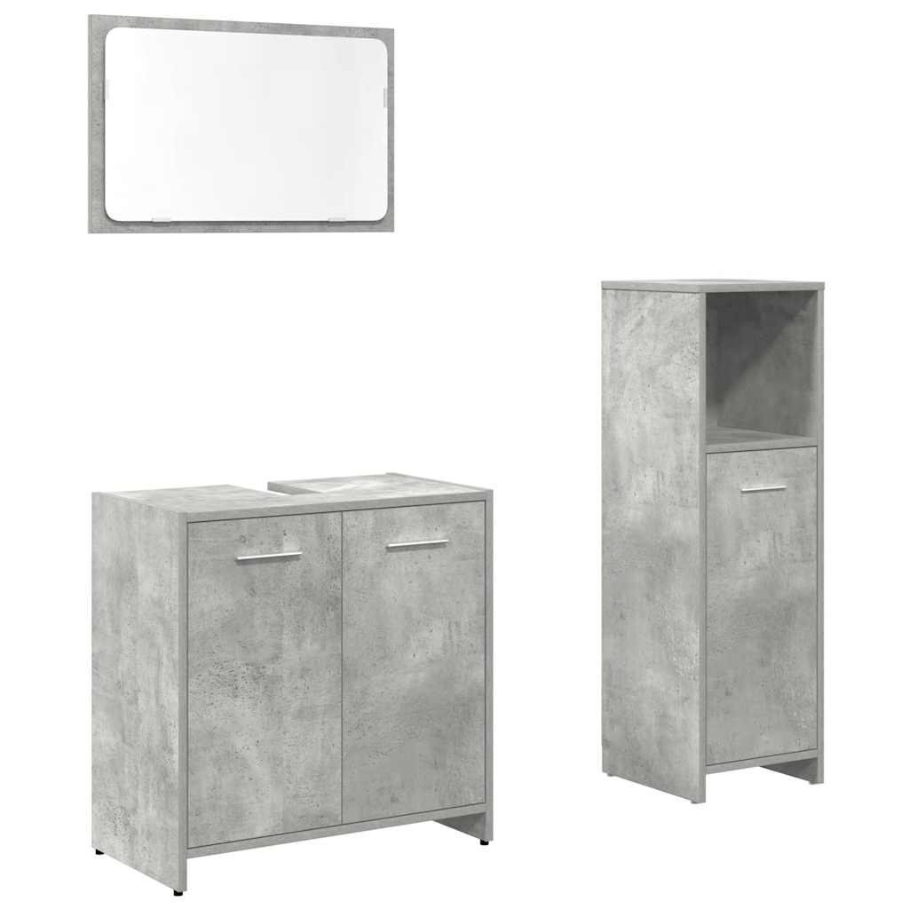 vidaXL Ensemble de meubles de salle de bain 3 pcs Gris béton Bois d'ingénierie