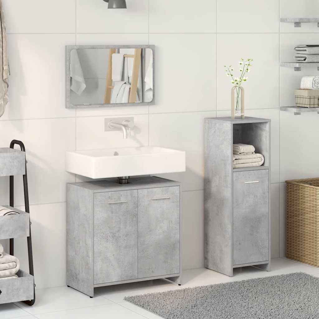 vidaXL Ensemble de meubles de salle de bain 3 pcs Gris béton Bois d'ingénierie